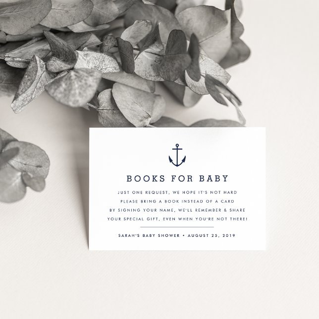 Begäran om bok | Nautical Baby Shower-infogningsko Tilläggskort (Skapare uppladdad)
