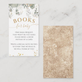 Begäran om bok till babyfest med grönska och guld tilläggskort