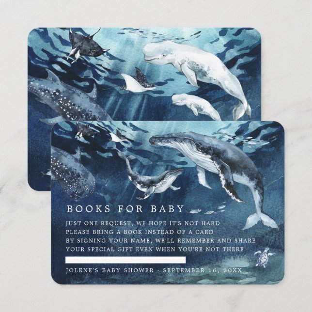 Begäran om bok | Under Sea Ocean Baby Shower Tilläggskort (Fram/baksida)