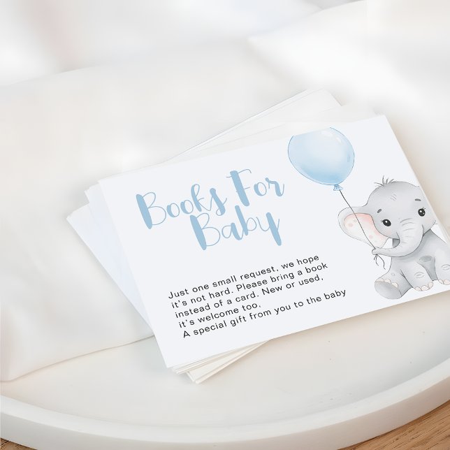 Begäran om Bokar för Soft Blue Elephant Baby Showe Anteckningskort (Skapare uppladdad)