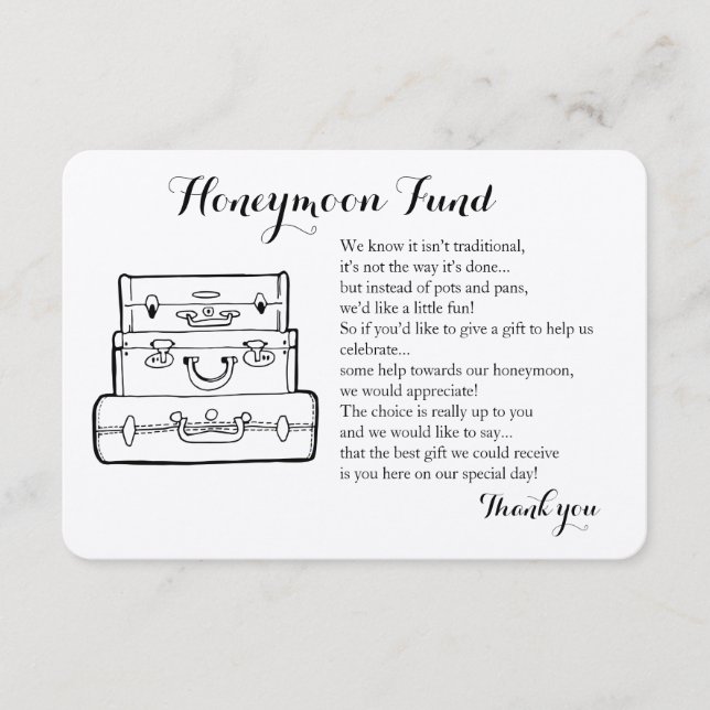 Begäran om bröllop-inmatningskort för Honeymånfond Tilläggskort (Framsida)