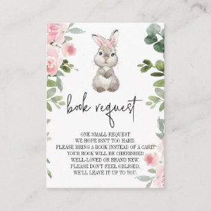 Begäran om Bunny Baby Shower Blommigt Bok Tilläggskort