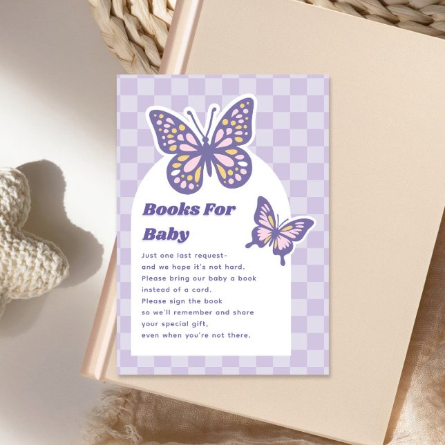 Begäran om Butterfly Lavender Baby Shower Bok Tilläggskort (Skapare uppladdad)