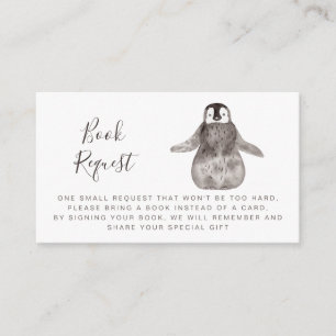 Begäran om Cute Baby Penguin Baby Shower Bok Tilläggskort