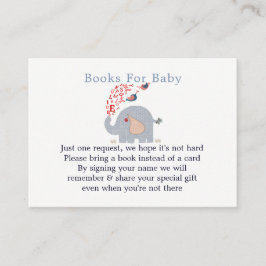 Begäran om Cute Blue Elephant Baby Shower Bok Tilläggskort