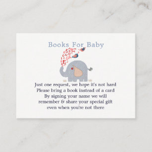 Begäran om Cute Blue Elephant Baby Shower Bok Tilläggskort