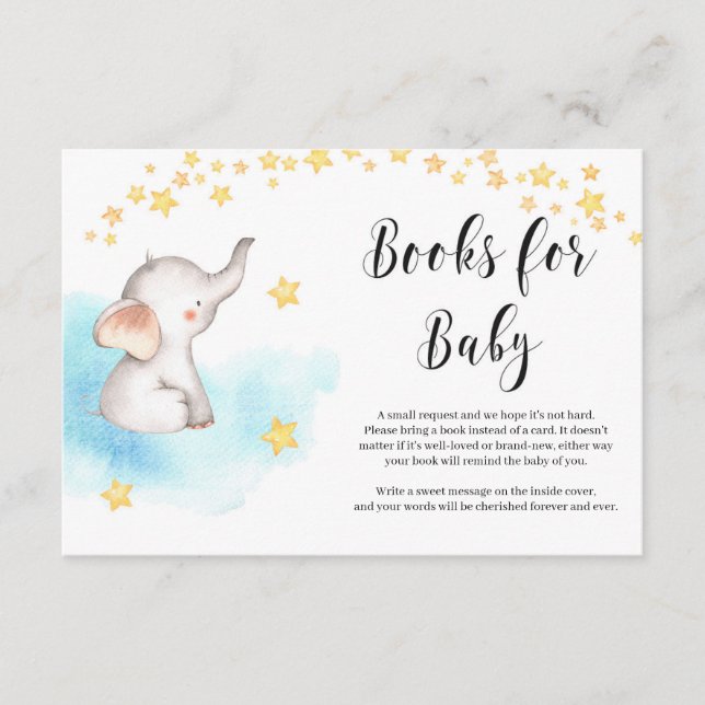 Begäran om Cute elephant luftballong guld bok Tilläggskort (Framsida)