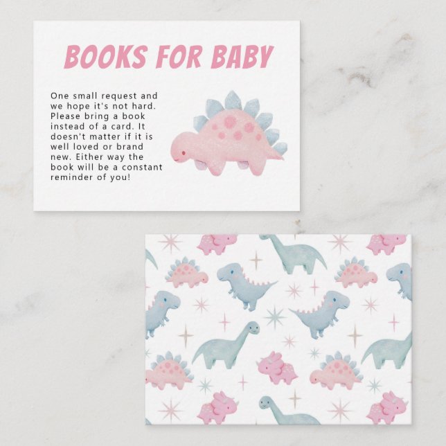 Begäran om Dinosaur Girl Baby Shower Bok Tilläggskort (Fram/baksida)