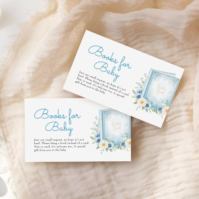 Begäran om Dusty Blue Blommigt Baby Shower Bokar Tilläggskort (Skapare uppladdad)