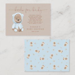 Begäran om Dusty Blue Nalle Baby Shower Bok Tilläggskort