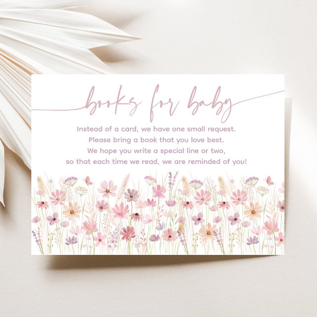 Begäran om Dusty Rosa WildblommBaby Shower Bok Tilläggskort (Skapare uppladdad)