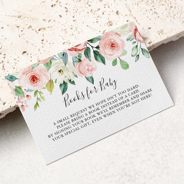 Begäran om elegant Daety Blommigt Baby Shower Bok Tilläggskort (Skapare uppladdad)