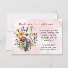 Begäran om en liten Wildblomflicka Baby Shower Bok Tack Kort