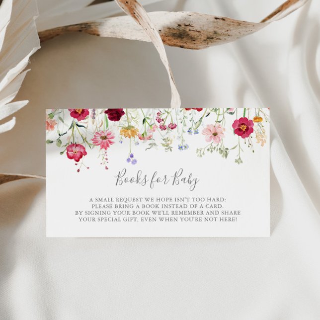 Begäran om enkel Wildblomma Baby Shower Bok Tilläggskort (Skapare uppladdad)