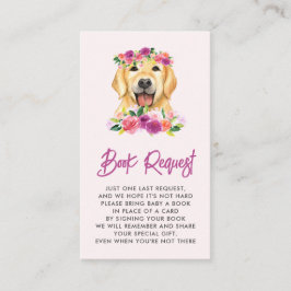 Begäran om Golden Retriever Lila Blommigt Bok Tilläggskort