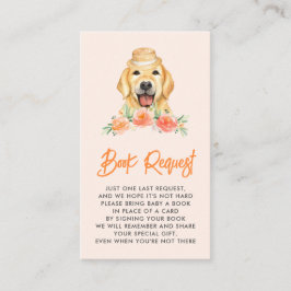 Begäran om Golden Retriever Peach Blommigt Bok Tilläggskort