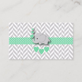 Begäran om grönt Grått Elephant Baby Shower Bok Tilläggskort