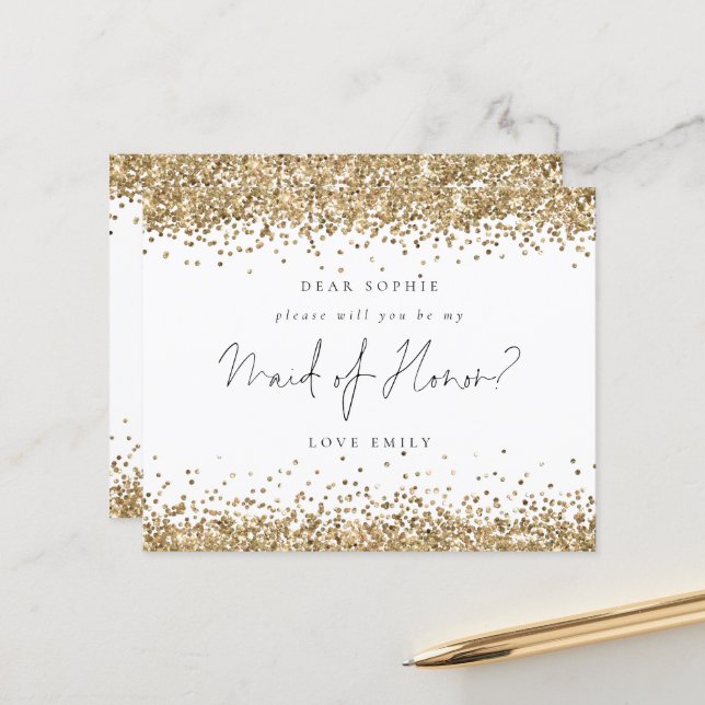 Begäran om Guld Glitter Maid of honor (Fram/Back In Situ)