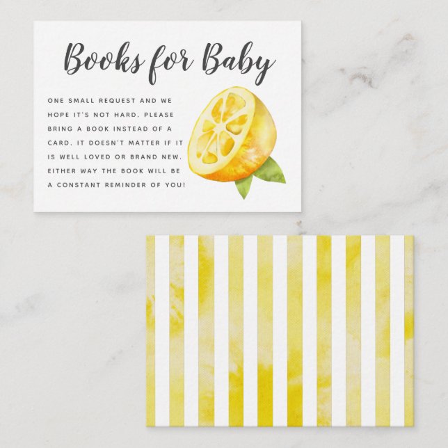 Begäran om gult Lemon Baby Shower Bok Tilläggskort (Fram/baksida)