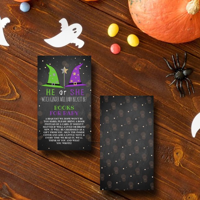 Begäran om Halloween Witch Gender Reveal Party Bok Tilläggskort (Skapare uppladdad)