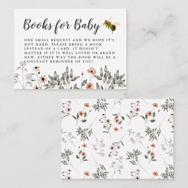 Begäran om humla Baby Shower Bok Tilläggskort (Fram/baksida)