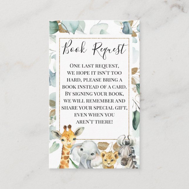 Begäran om införande av Eucalyptus Guld Safari Ani Visitkort (Framsida)