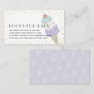 Begäran om lila Ice Cream Guld Baby Shower Bok Tilläggskort