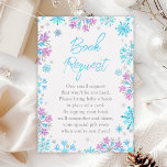 Begäran om lila och Blue Snöflingor Winter Bok Tilläggskort<br><div class="desc">Kortet för elegant och glamorös bok kräver vattentorturkos blått och lila faux glitter snöflingor och gnistor på vit bakgrund. Texten kombinerar handskript och modernt sans serif typsnitt för ett klassligt och sofistikerat utseende. Det här är perfekt för en vinter- eller julbabydusch. Grafik efter www.etsy.com/uk/shop/SunflowerDayLove</div>