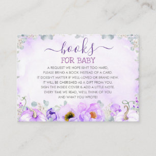 Begäran om lila Pumpkins Baby Shower Bok Visitkort