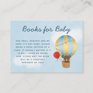 Begäran om luftballong Baby Shower Boy Bok Tilläggskort