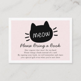 Begäran om Meow Black Cat Ansikte Rosa Baby Shower Tilläggskort