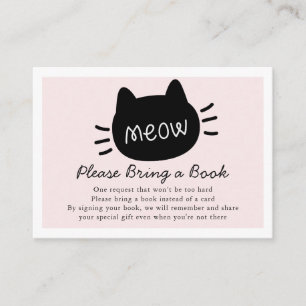 Begäran om Meow Black Cat Ansikte Rosa Baby Shower Tilläggskort