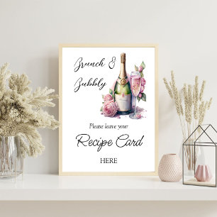Begäran om Möhippa av recept för Champagne Blommig Poster