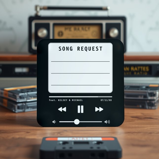 Begäran om Music MP3 Player Black Bröllop Sång Tilläggskort (Music MP3 Player Black Wedding Song Request Enclosure Card
)