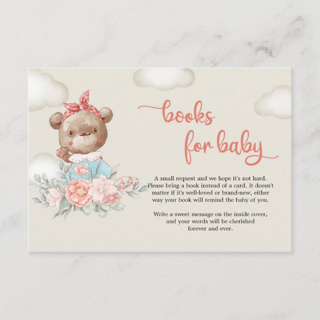 Begäran om nalle luftballong blommigt bok tilläggskort (Framsida)