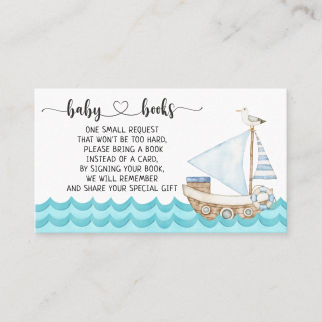 Begäran om Nautical Baby Shower Bok Tilläggskort (Framsida)