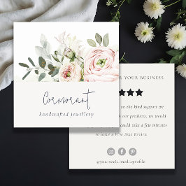 Begäran om översyn av  Peony Leafy botaniska Blomm Fyrkantigt Visitkort