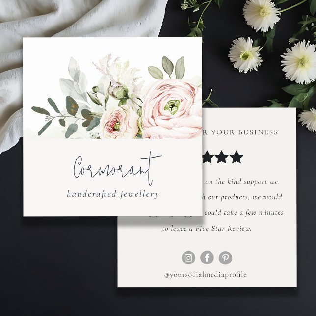 Begäran om översyn av  Peony Leafy botaniska Blomm Fyrkantigt Visitkort (Skapare uppladdad)
