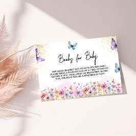 Begäran om Pastel Lila Butterfly Baby Shower Bok Tilläggskort