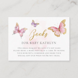 Begäran om PinkPurple Guld Butterfly Baby Shower B Tilläggskort
