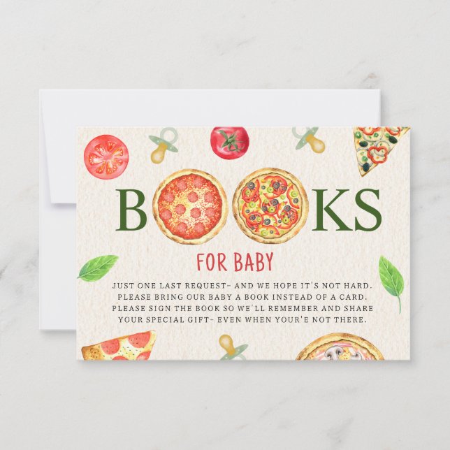 Begäran om Pizza + Nappar Baby Shower Bok Inbjudningar (Framsida)