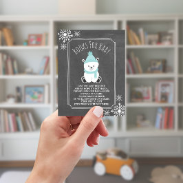 Begäran om polar Bear Snö Blue Baby Shower Bok Tilläggskort