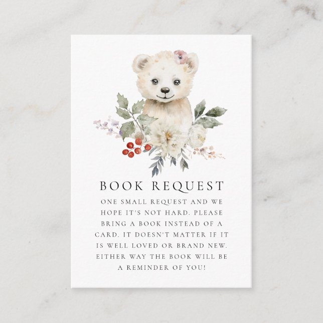Begäran om Polar för vattenfärg Bear Baby Shower B Tilläggskort (Framsida)