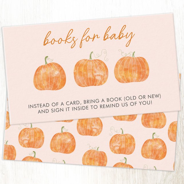 Begäran om Pumpkin Baby Shower Bok Tilläggskort (Pumpkin autumn fall themed personalized Books for Baby book request enclosure card)