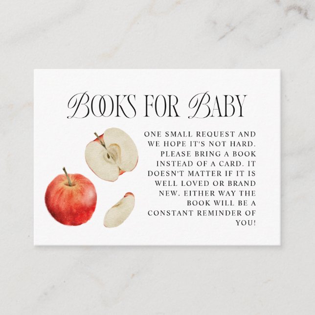 Begäran om Red Apple Baby Shower Bok Tilläggskort (Framsida)