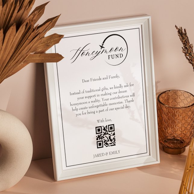 Begäran om resefond för Honeymånfonden Qr-kod Poster (Honeymoon Fund Qr Code Travel Fund Request Poster)