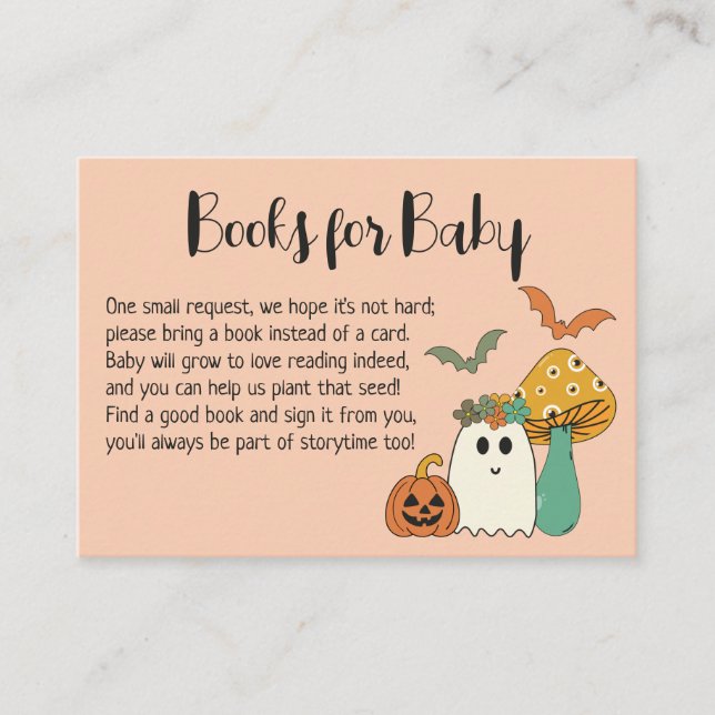 Begäran om Retro Halloween Baby Shower Bok Tilläggskort (Framsida)