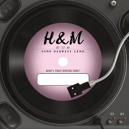 Begäran om Retro Rosa Vinyl Record Bröllop Sång Inbjudningar