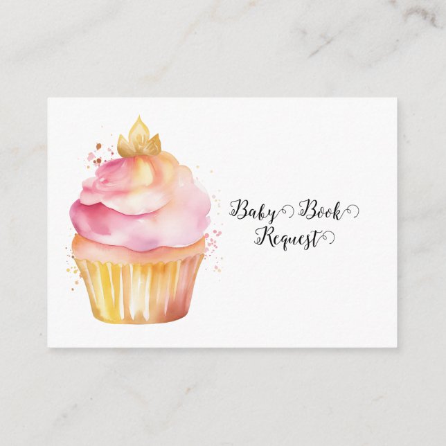 Begäran om rosa Balloons Kopp Cake Baby Bok Tilläggskort (Baksida)