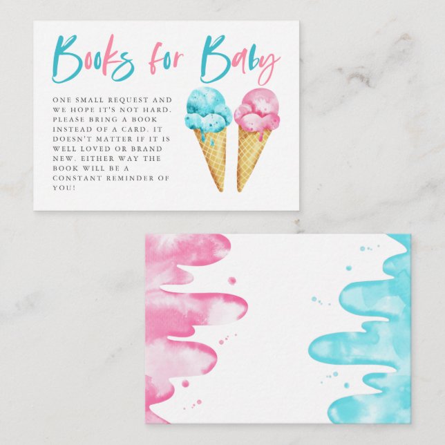 Begäran om rosa Blue Ice Cream Gender Reveal Bok Tilläggskort (Fram/baksida)